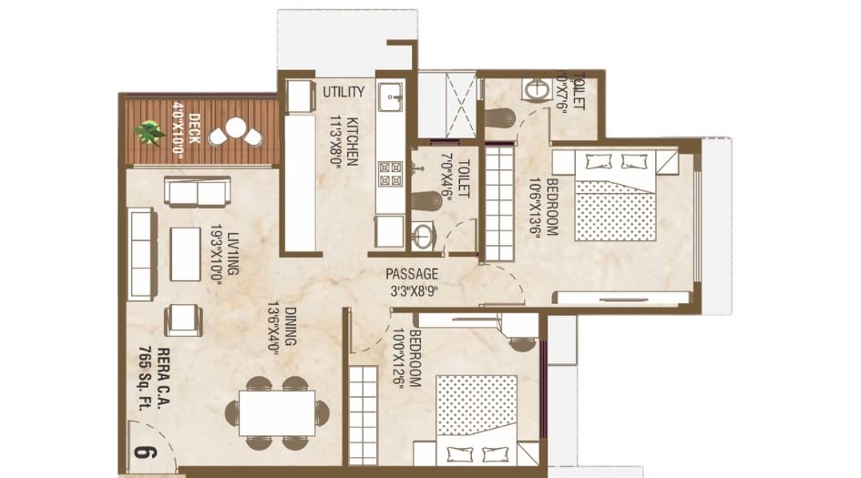 Swatik-Prabhasa-Floor-Plan-2 BHK-765 Sqft